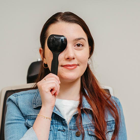 woman taking eye exams at True Eye Experts