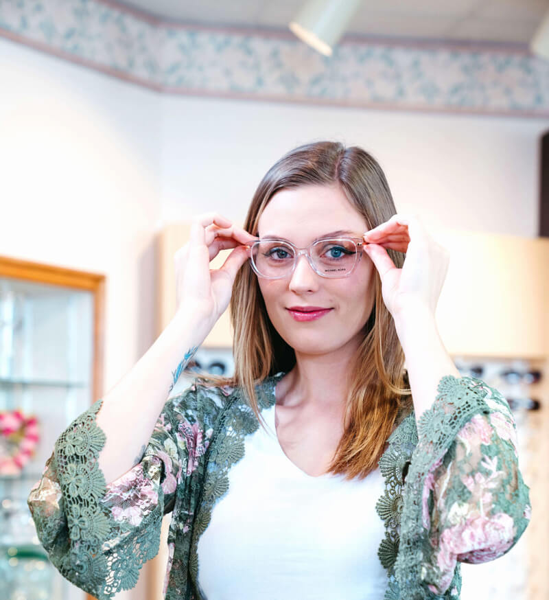 beautiful woman wearing glasses at True Eye Experts